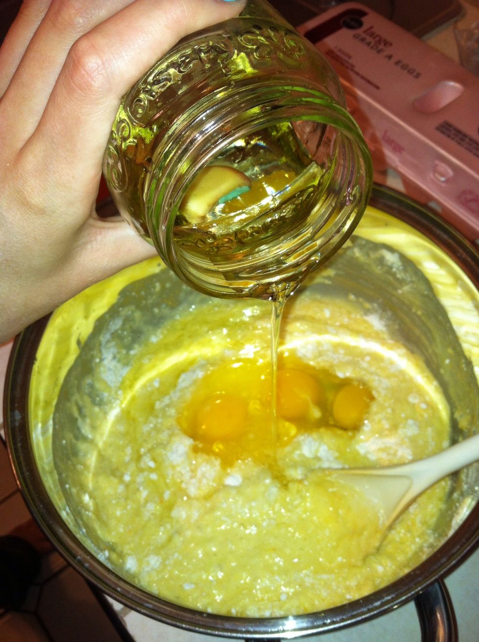 Add 1/2 cup of vegetable oil