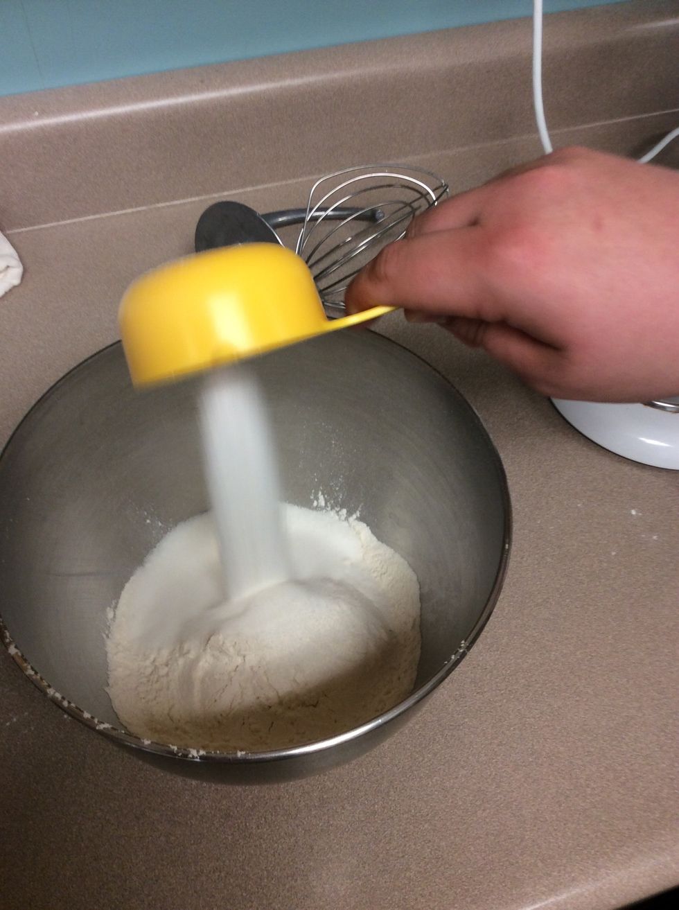 Add 1/2 cup of white sugar in medium size bowl