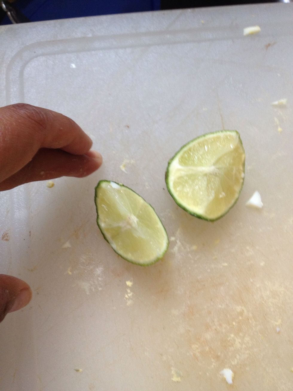 Add 1/2 lime juiceinto chopped eggs