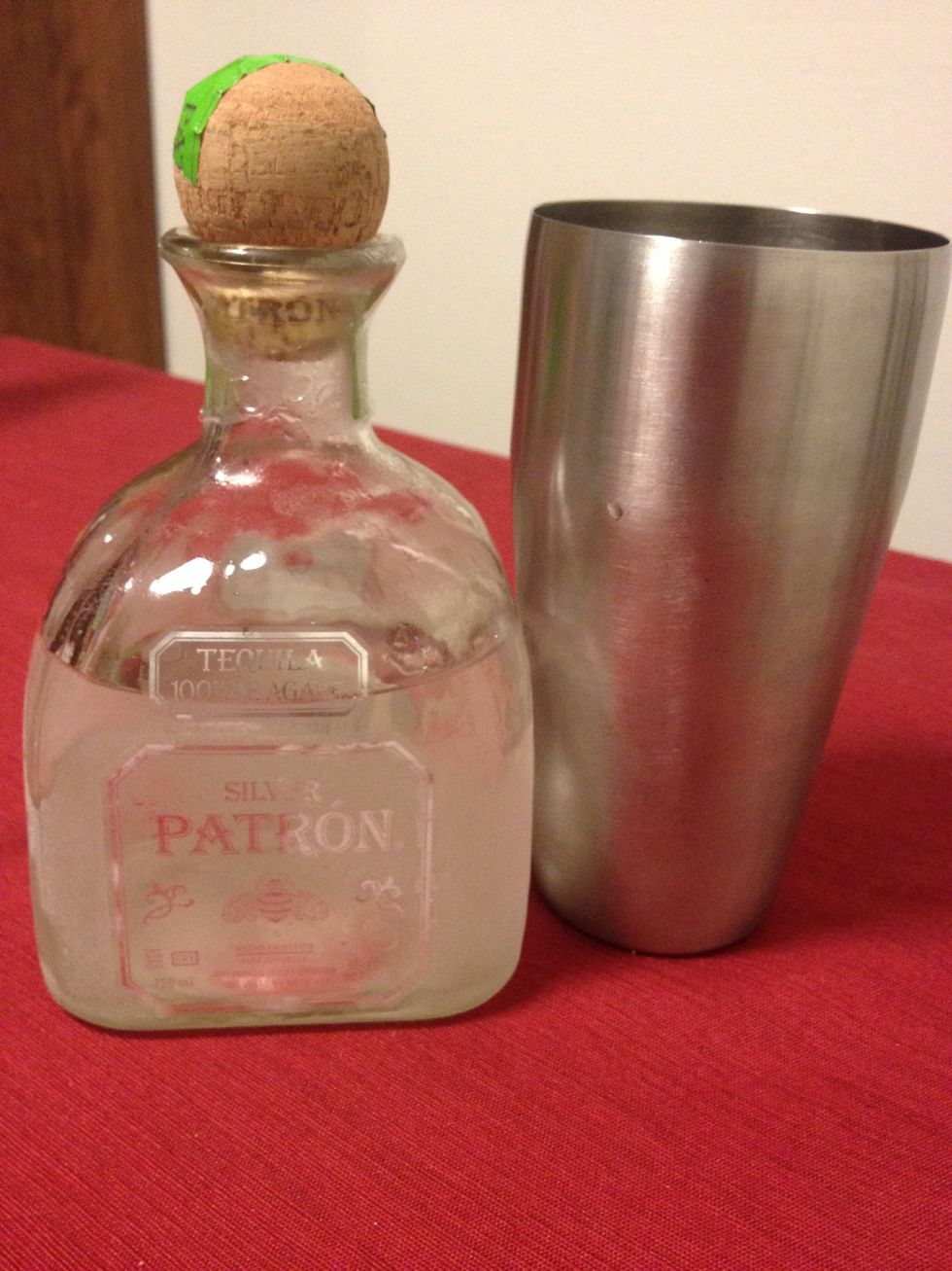 Add 1/2 ounce of Tequila into your S/S. *Almost done!!!