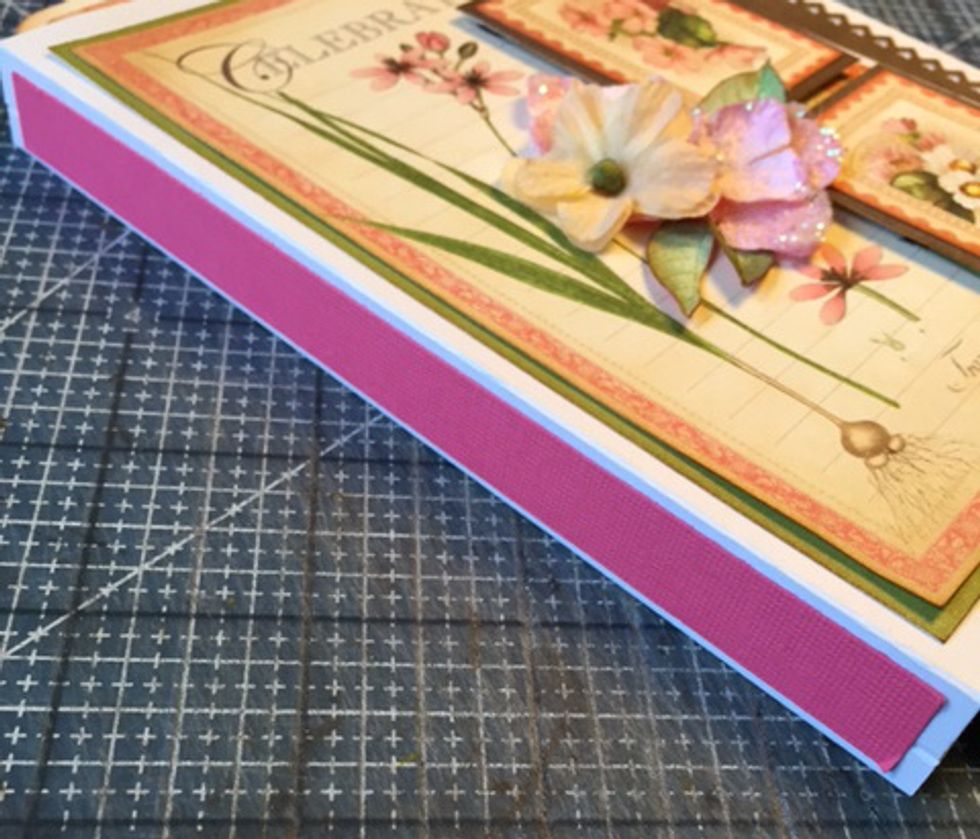 Add 1/2" strips of colored yardstick tot sides of Tag-olio.