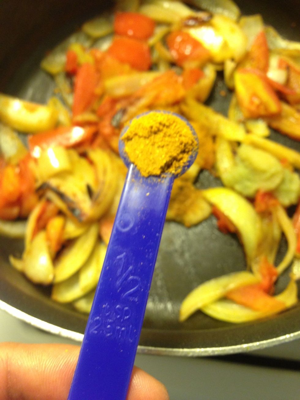 Add 1/2 t sp of meet masala
