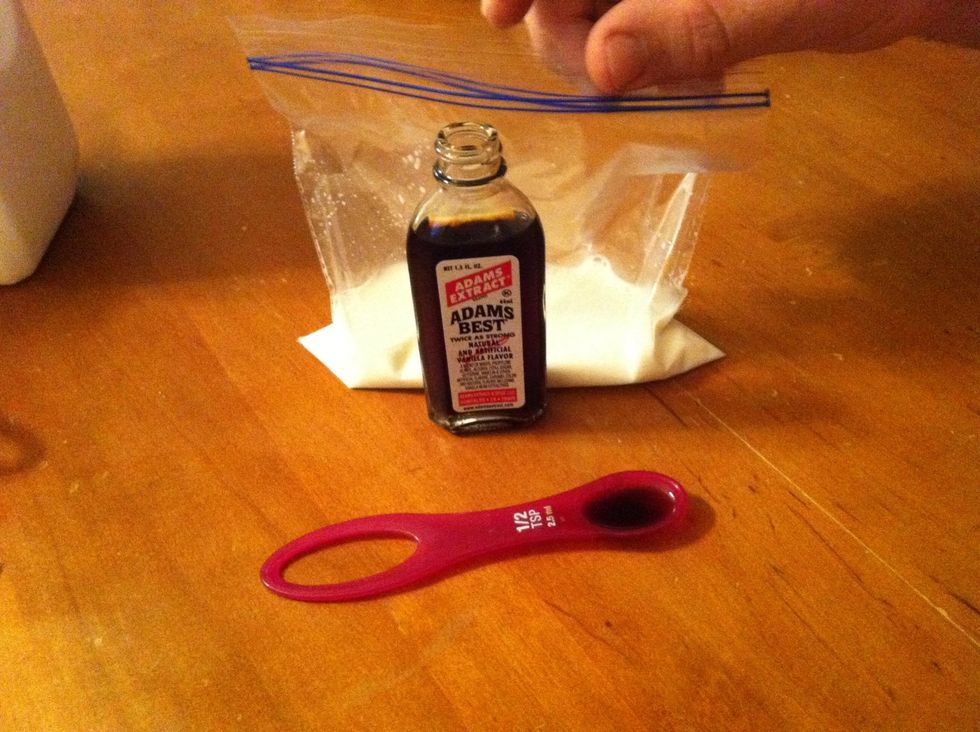 Add 1/2 teaspoon of vanilla to the bag with milk.