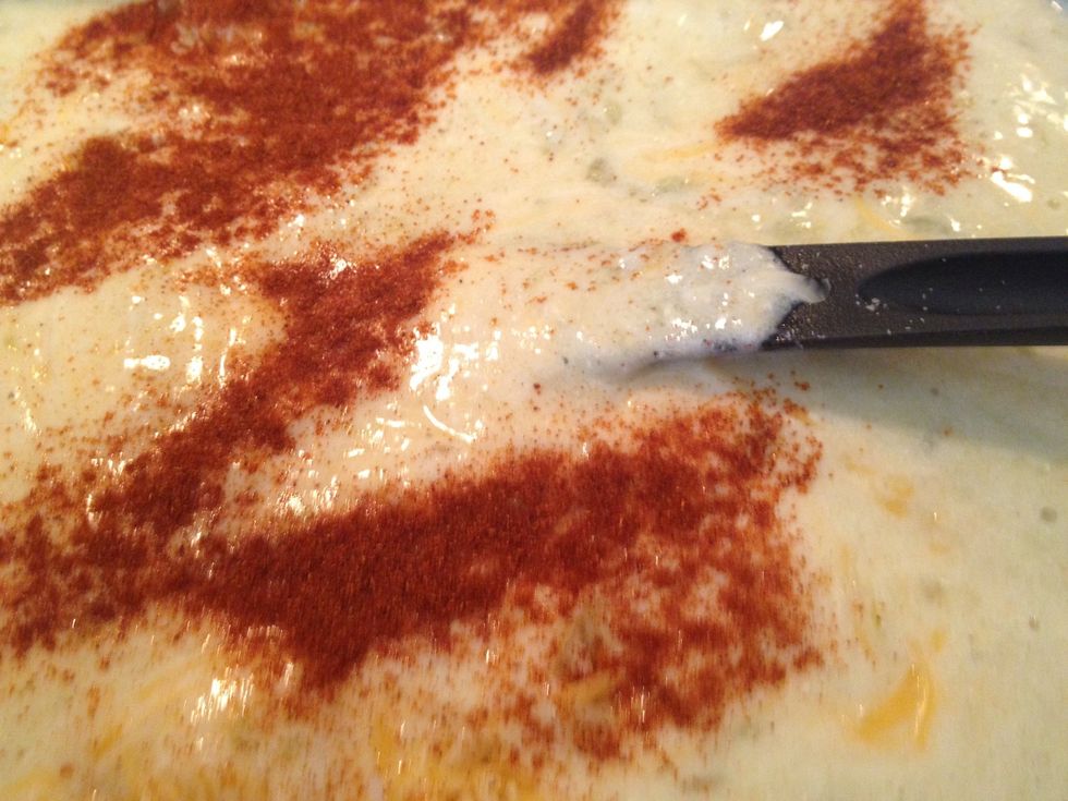 Add 1/2 teaspoon Paprika. 1/2 tsp pepper. & 1/2 tsp salt.