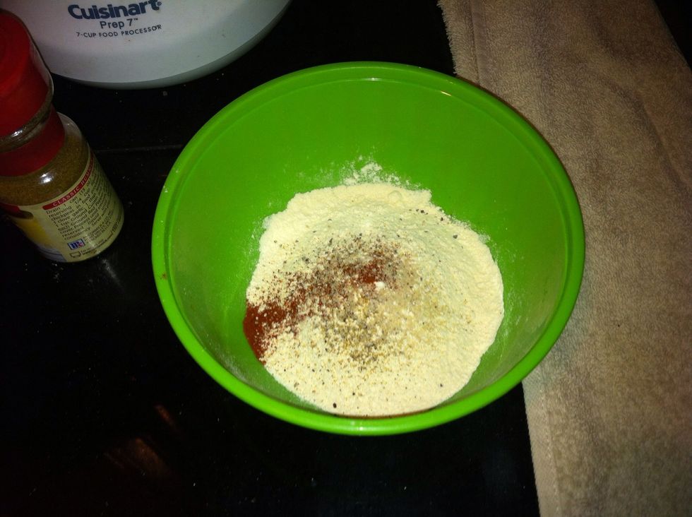 Add 1/2 tsp of every spices and about a cup of cornmeal.