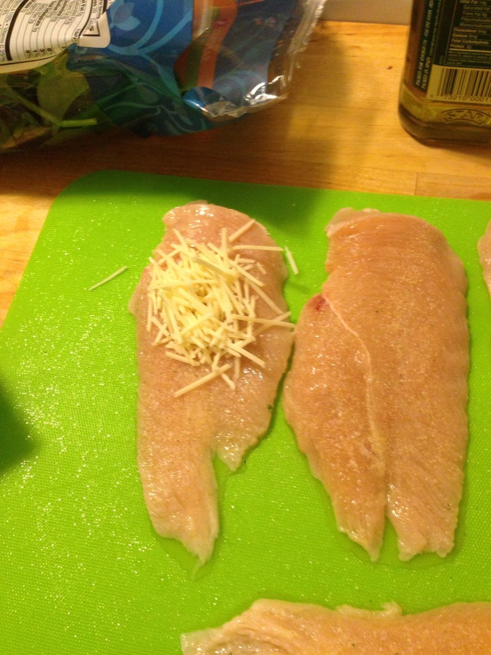 Add 1-2 tsp of Romano cheese to the chicken. The store only had a Parmesan/Romano mixture but it ended up being tasty v