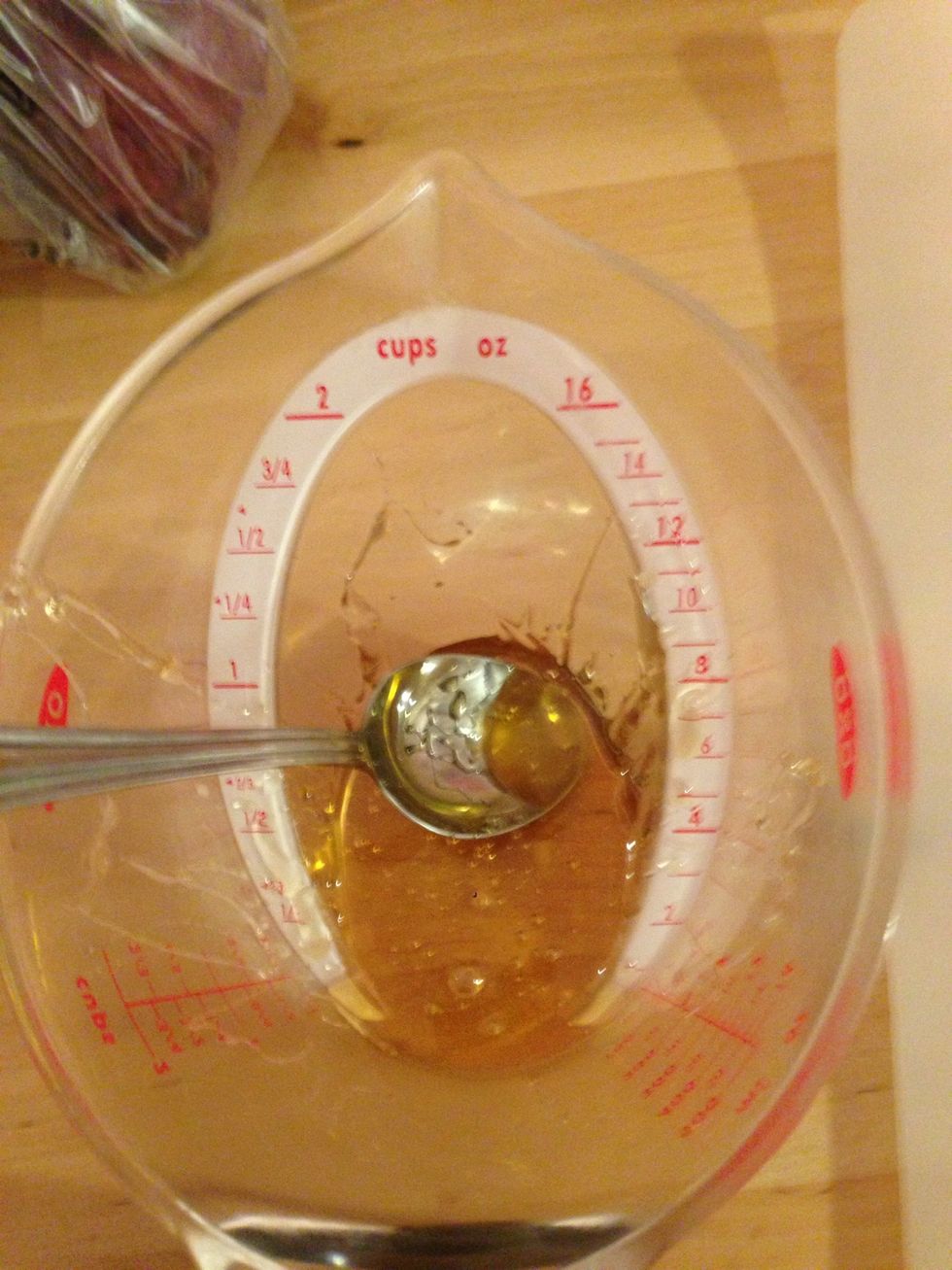 Add 1/3 cup honey to a separate container.