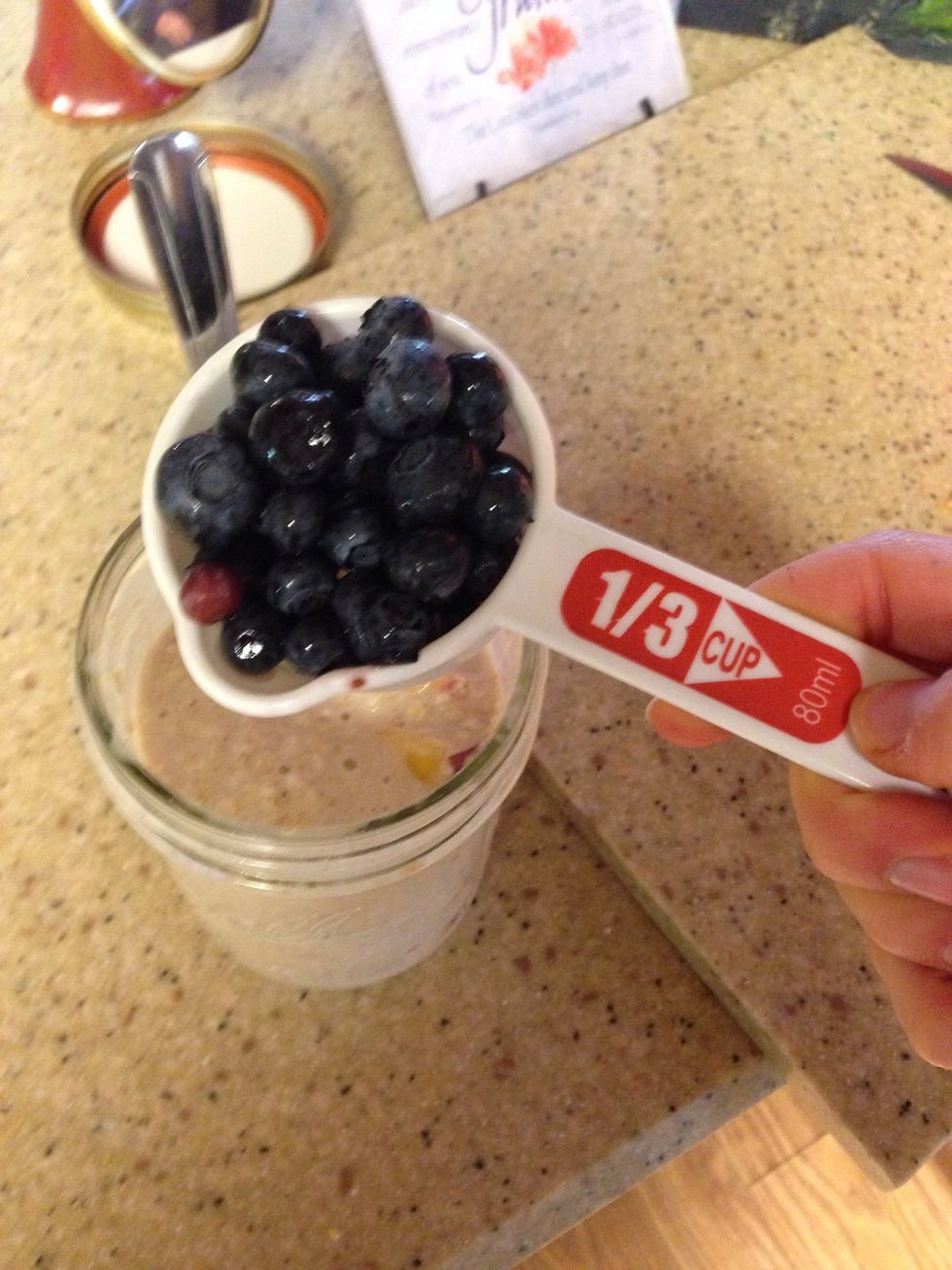 Add 1/3 cup of blueberries.