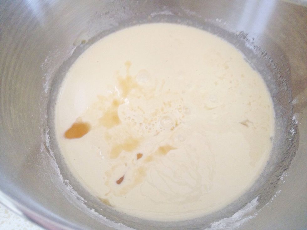 Add 1/3 cup squeezed lemon juice and 1/4 cup beer to the mixture.