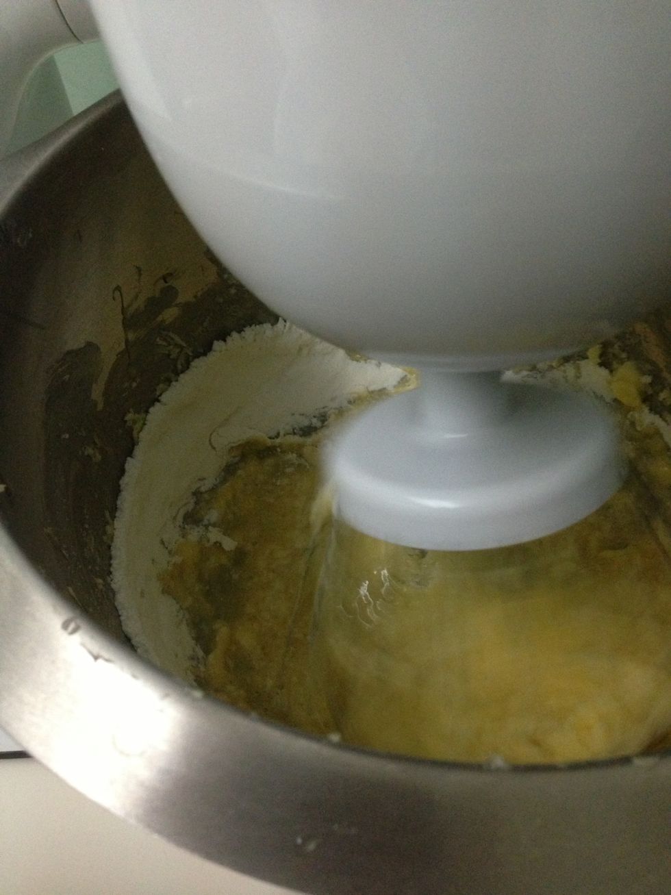 Add 1/3 of flour. Then 1/3 milk-yogurt mixture