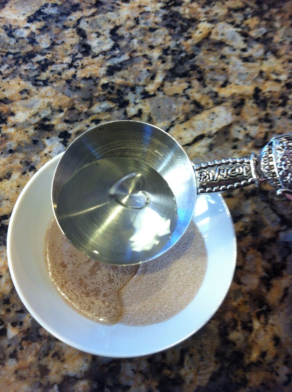 Add 1/4 c warm water and let that sit and get active and frothy