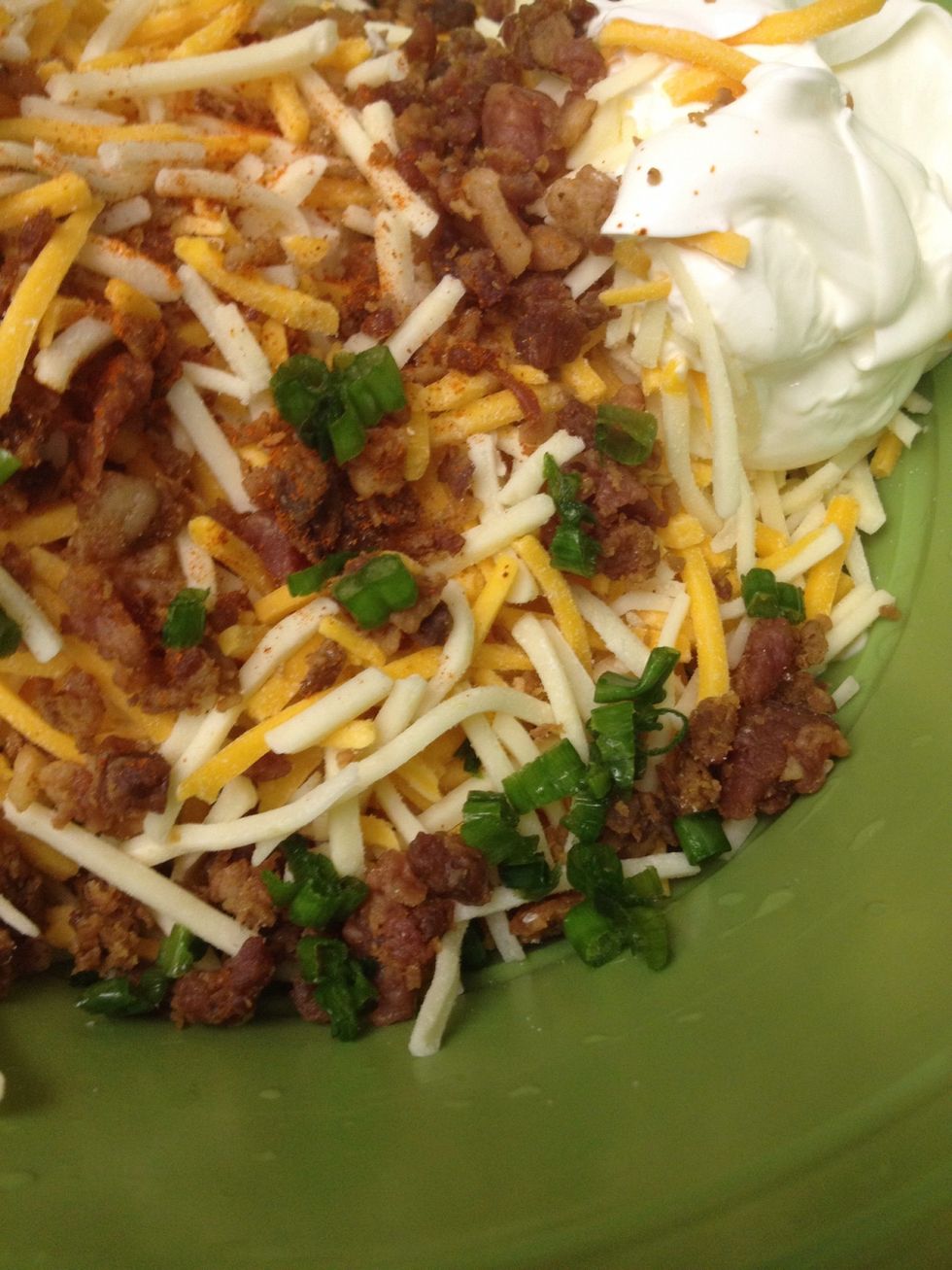 Add 1/4 cup chopped green onions and 1/2 tsp. cayenne pepper.