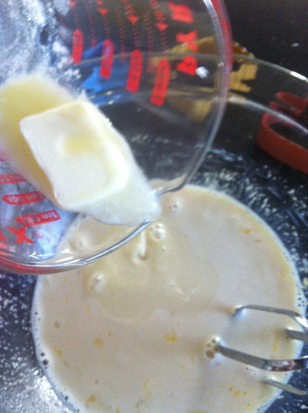 Add 1/4 cup shortening or butter into batter.
