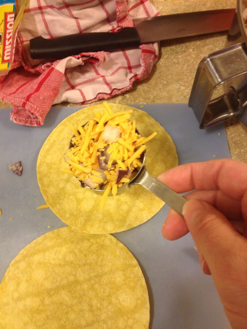 Add 1/4 cup to corn tortillas