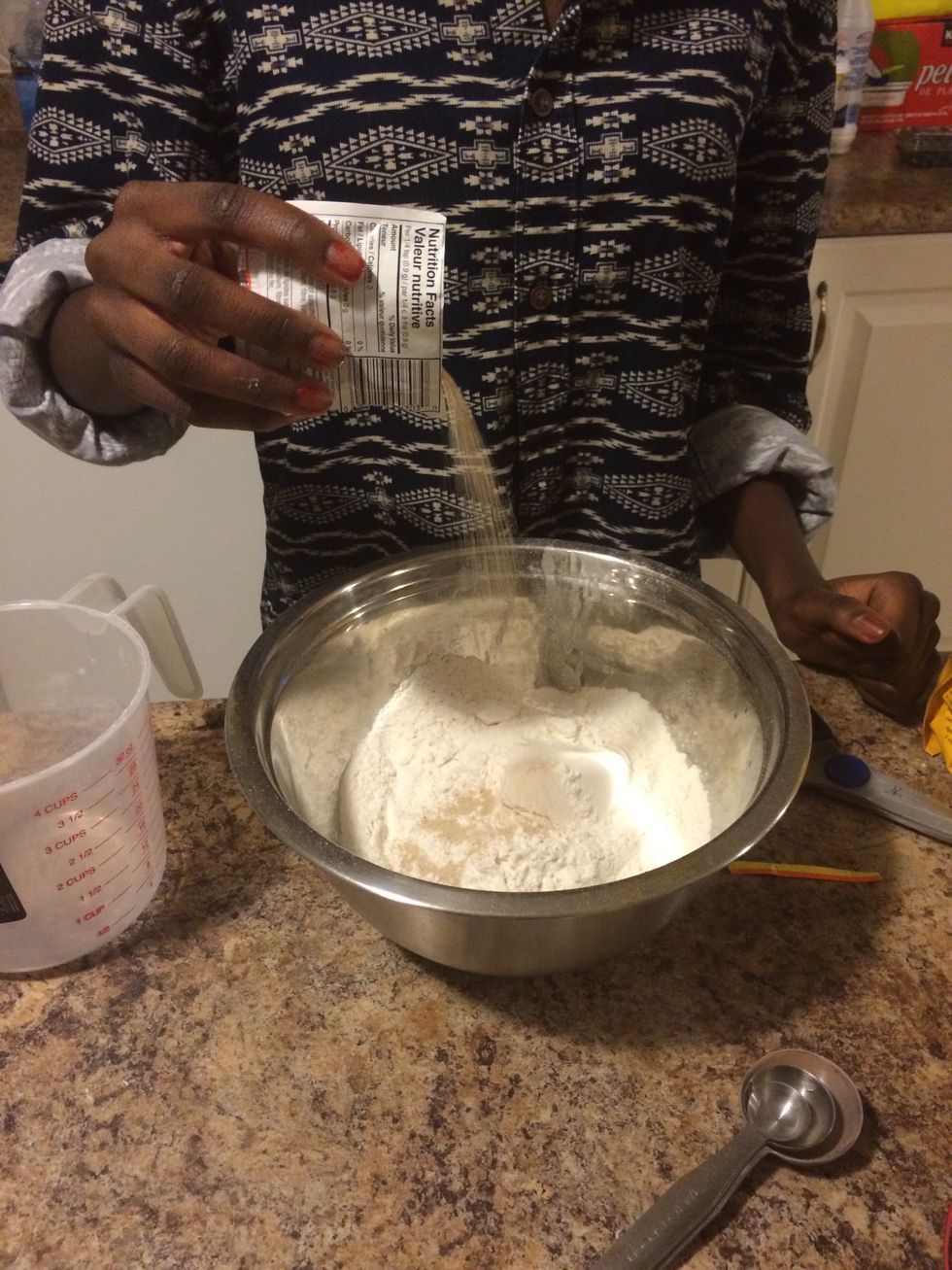Add 1/4 of a teaspoon of yeast and mix the two ingredients together