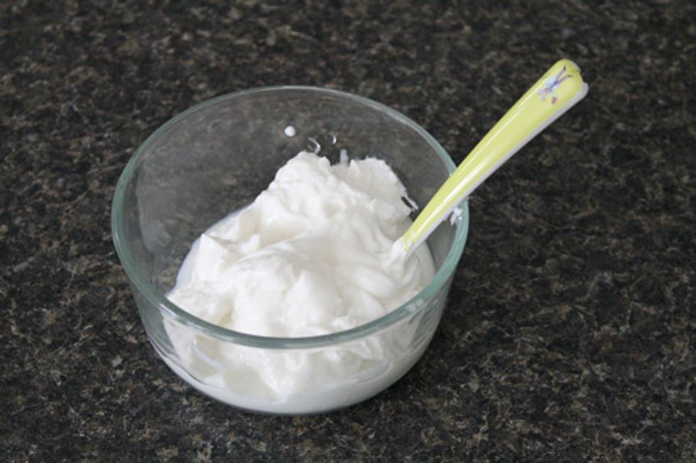 add 1/4 of Greek yogurt to your bowl or cup