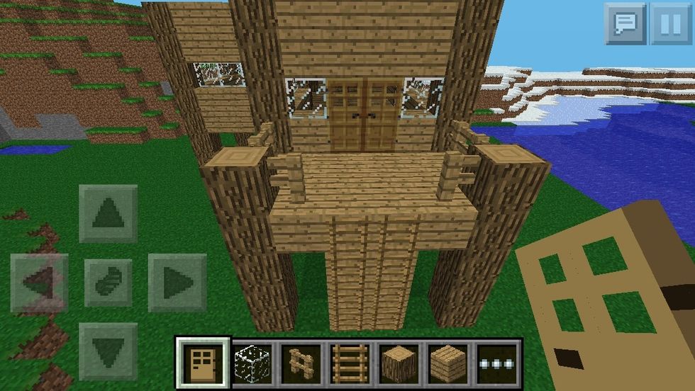 Add 1 block on top of each column. Places Fences and Doors.