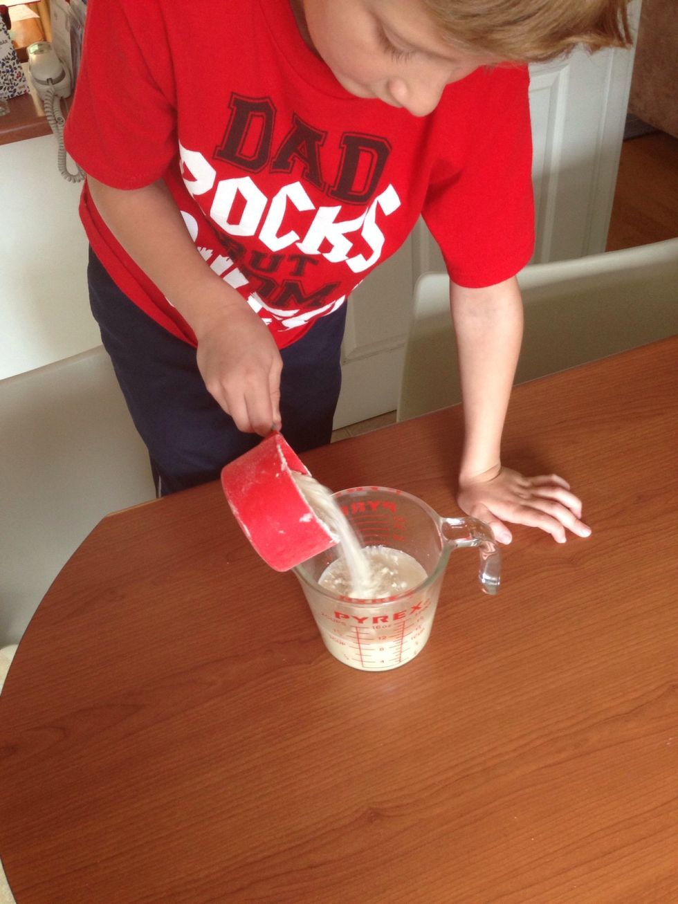 Add 1 c flour and let it rest for 30 minutes