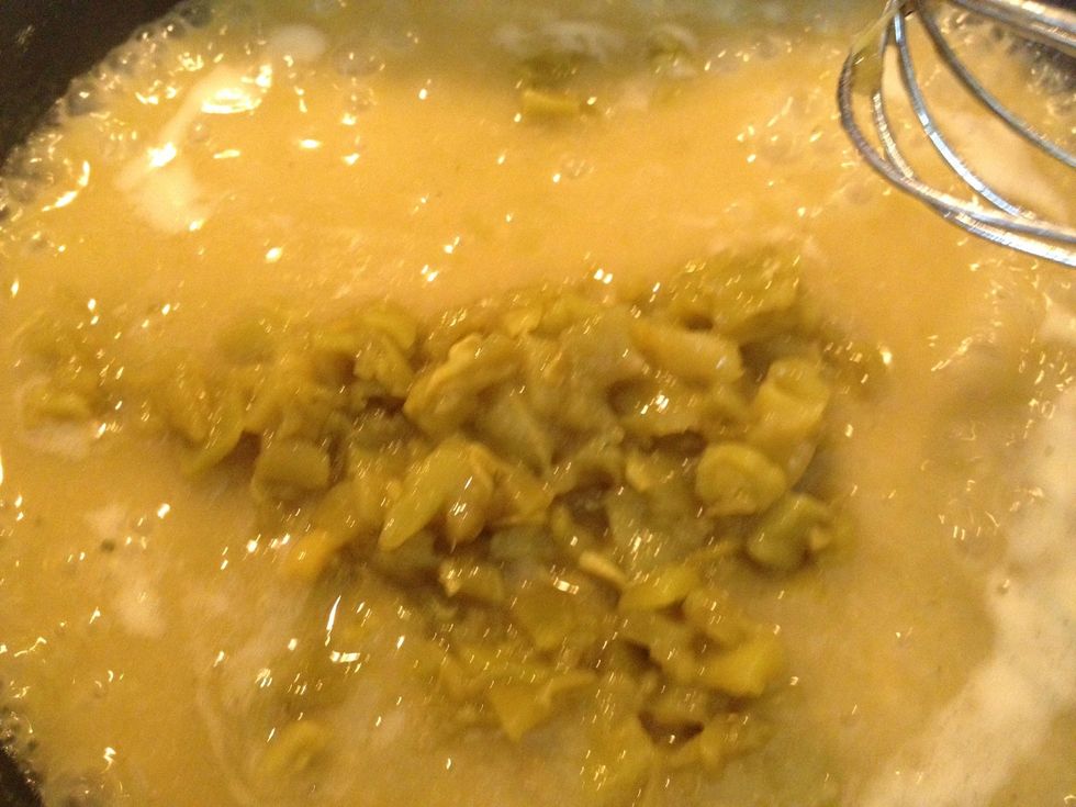 Add 1 can of chiles. Stir it up.