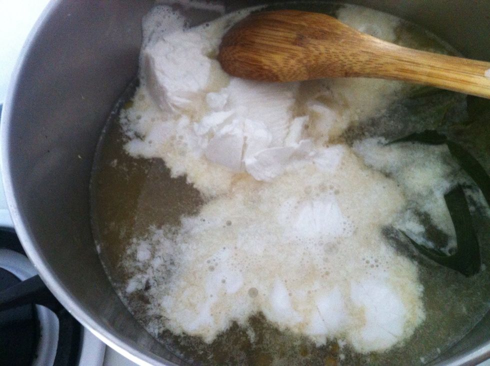 Add 1 cup coconut milk. You can add coconut cream if you prefer.i would dilute 1/4 cup of this with 3/4 cup of water. Add this to the mung bean. Add a pinch of salt.