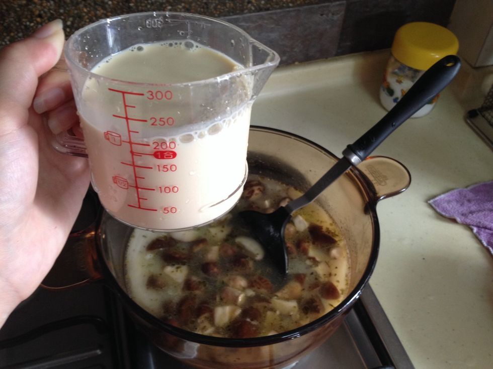 Add 1 cup of evaporated milk.