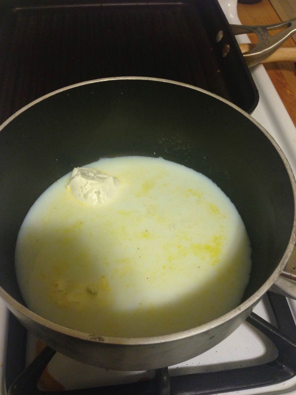 Add 1 cup of milk to the pot.
