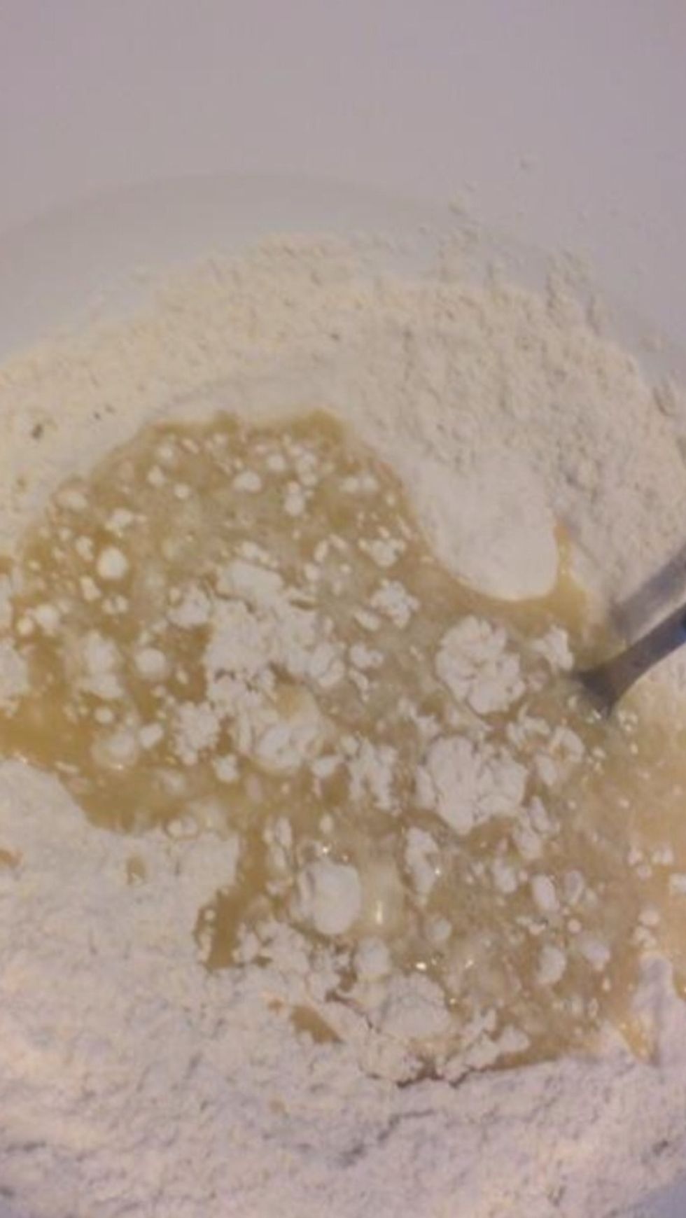 Add 1 cup of plain flour and 1tsp of salt (for savoury) OR 2-3 tbsp of sugar (for sweet) . Knead the mixture together.....