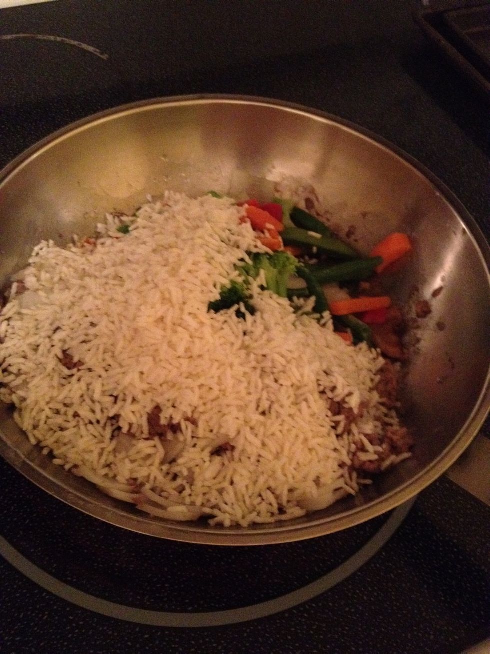 Add 1 cup of rice & veggies