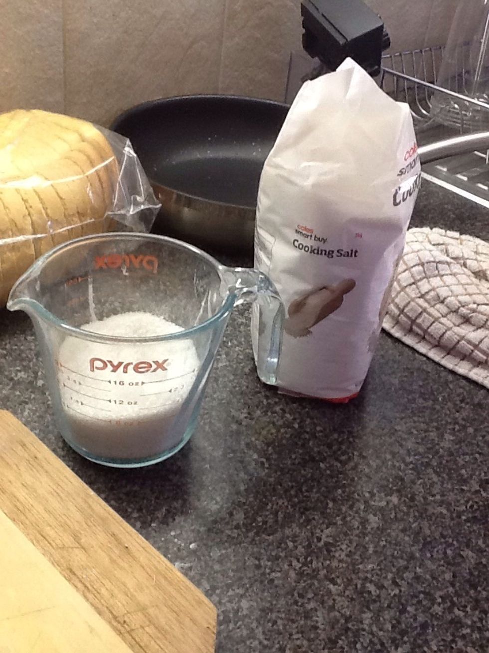 Add 1 cup of salt to the bowl.