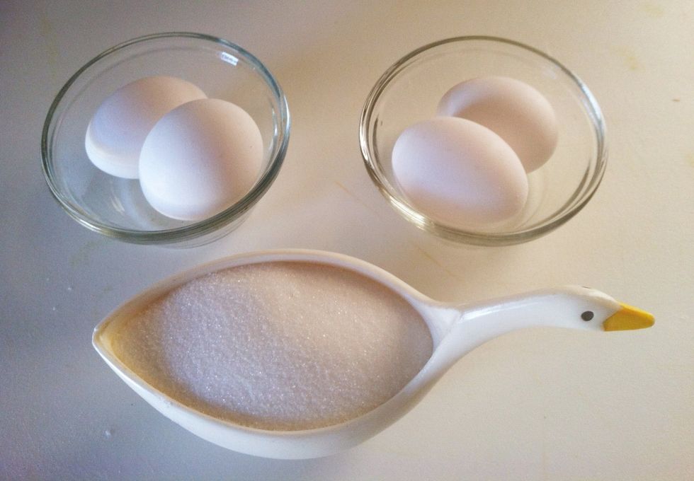 Add 1 cup of sugar to the cream cheese. Break each of the 4 eggs separately (eggs are also at room temperature) and add one at a time to cheese and sugar mixture.