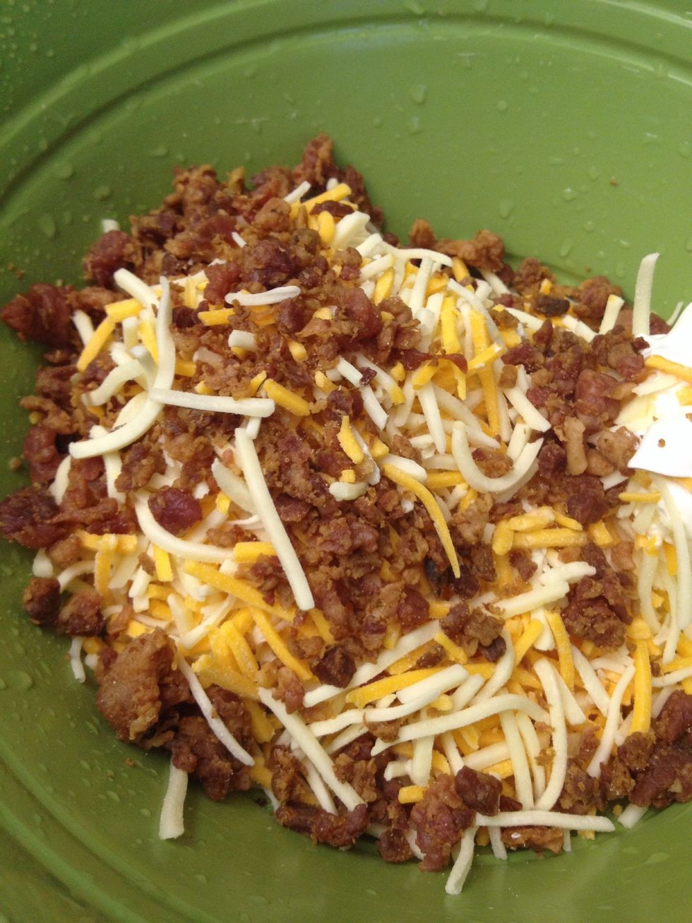 Add 1 cup real bacon pieces.