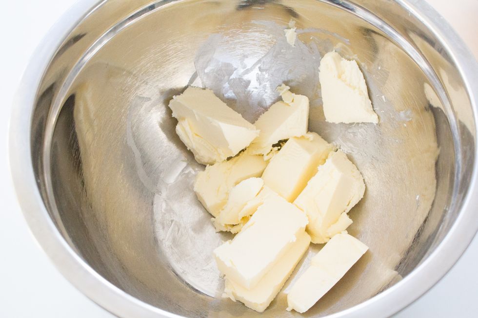 Add 1 cup unsalted butter (room temperature).