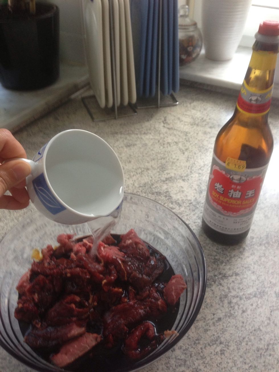 Add 1 Cup water and 1 Cup Soja Sauce.