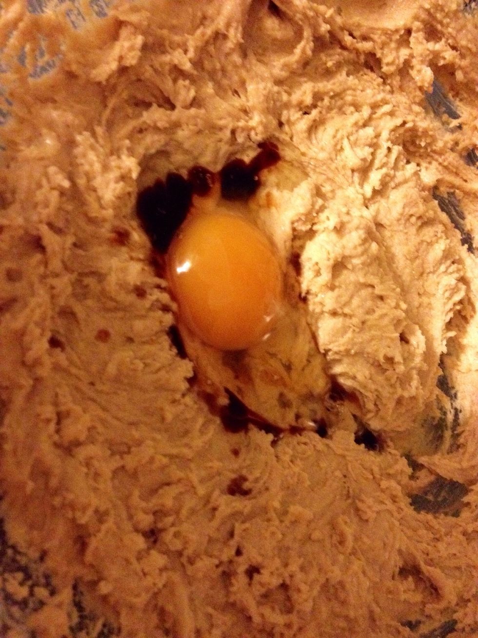 Add 1 egg and 1/2 tsp vanilla. Mix until blended.