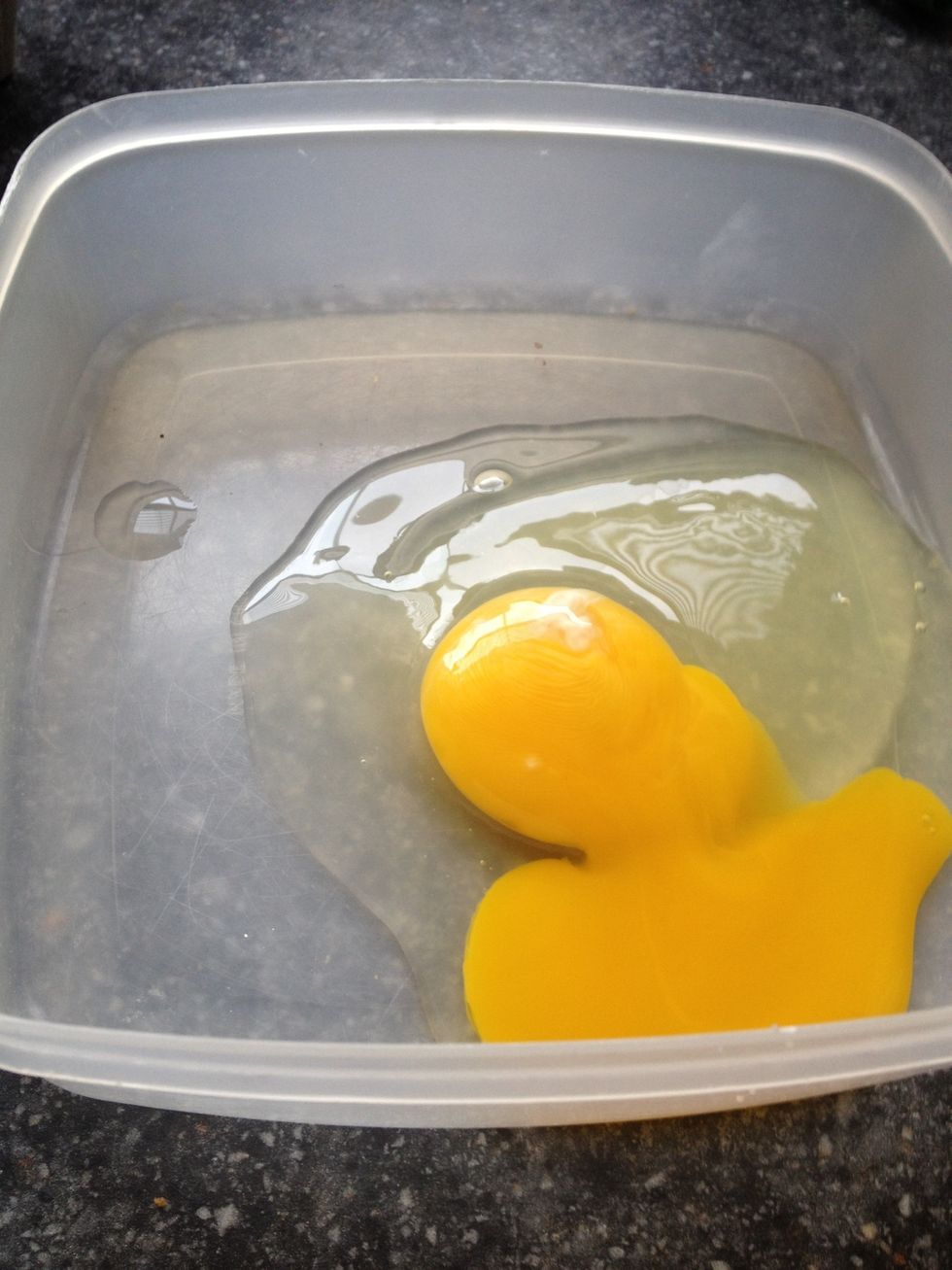 Add 1 egg to a flat container. Add 2 eggs instead if you want 3-4 pieces of French toast