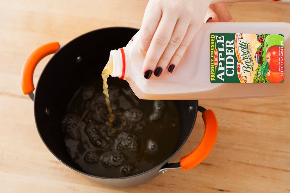 Add 1 gallon of apple cider to a large pot.