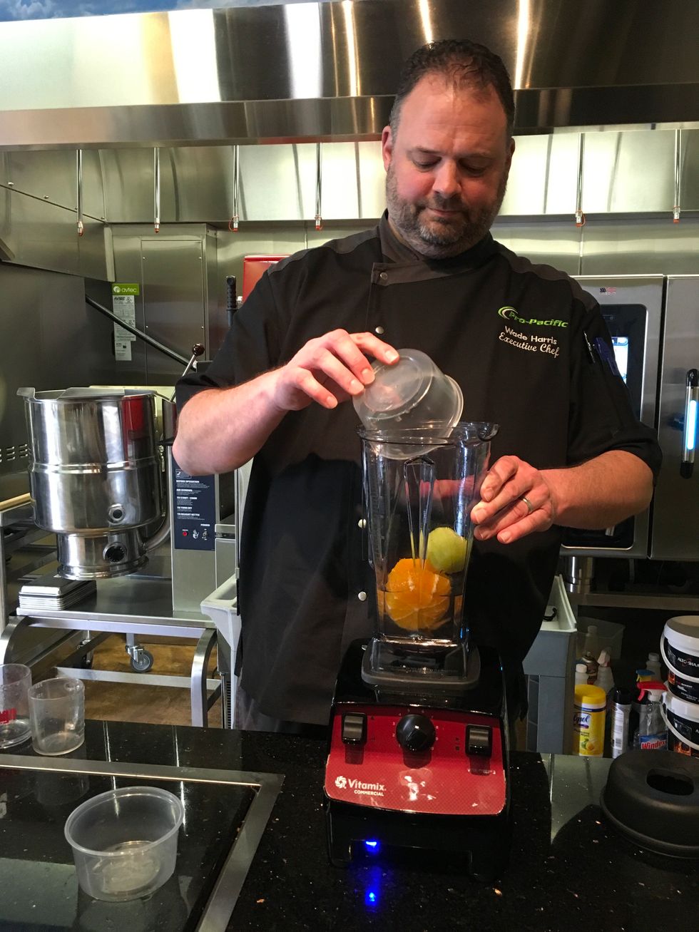 Add 1 Lime (peeled and halved) to the container.