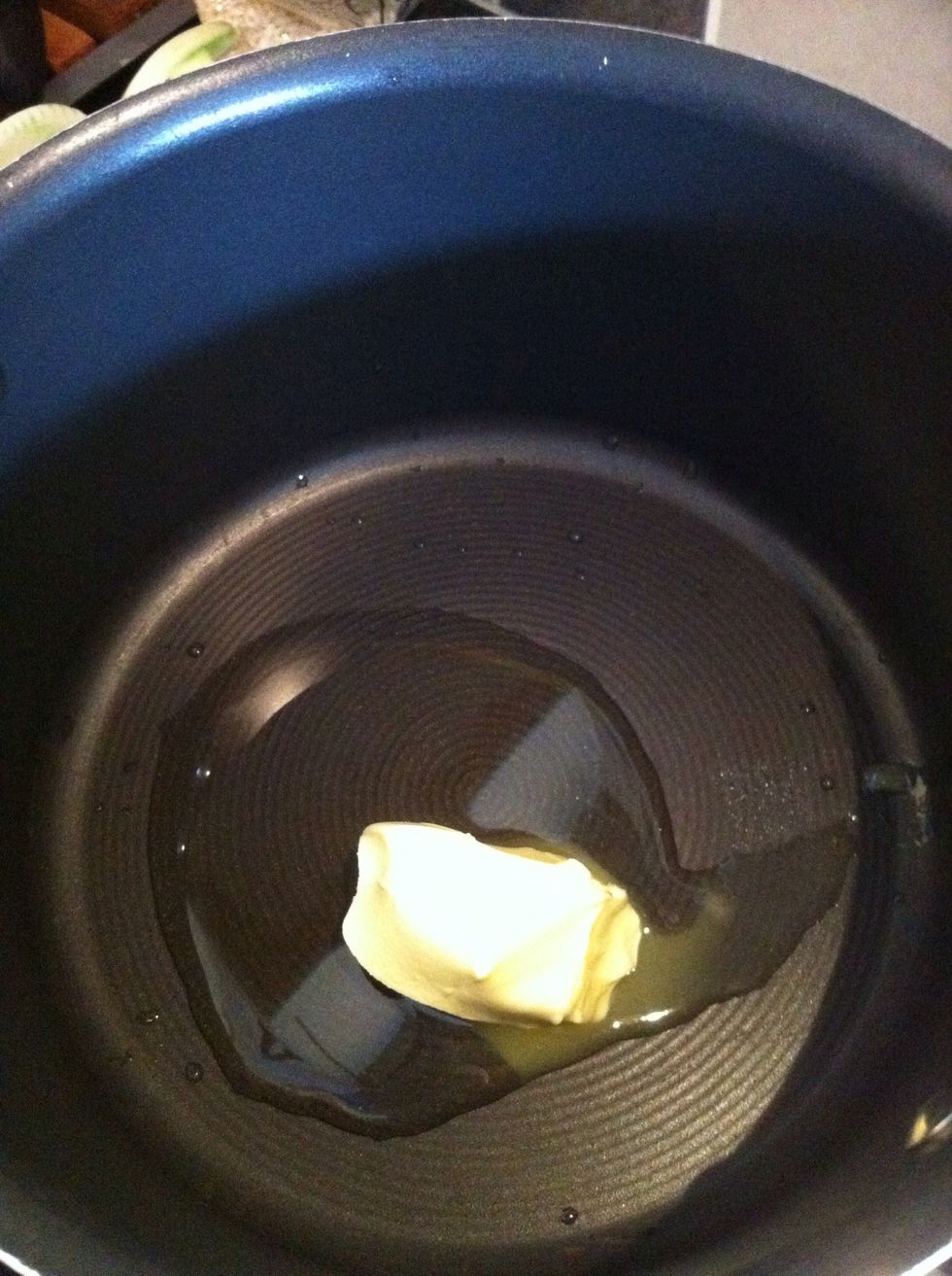 Add 1 table spoon of butter and 2 table spoon of olive oil