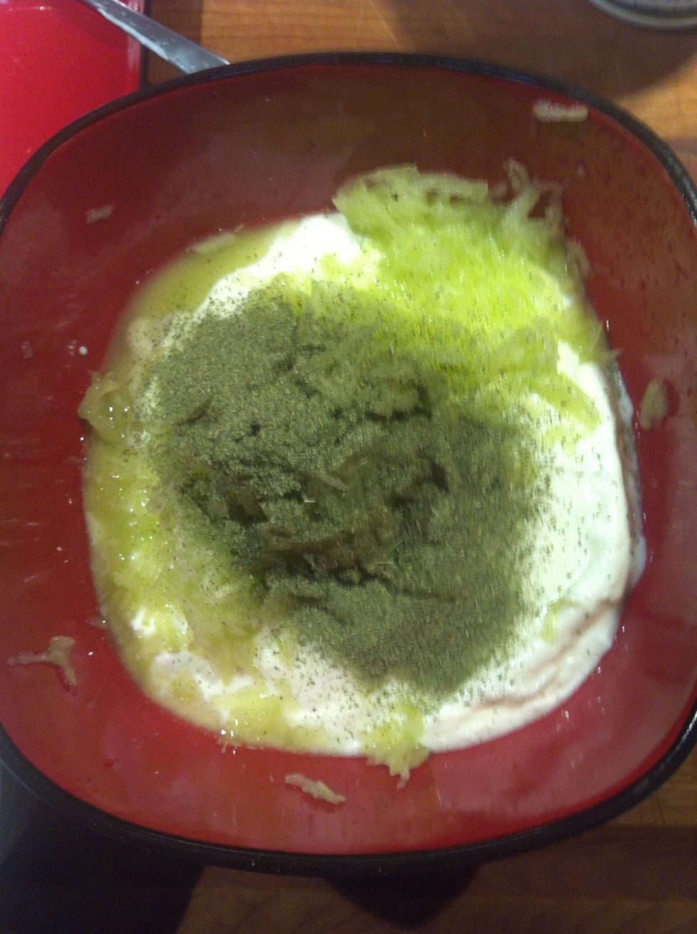 Add 1 tablespoon dried mint and dash of salt and pepper