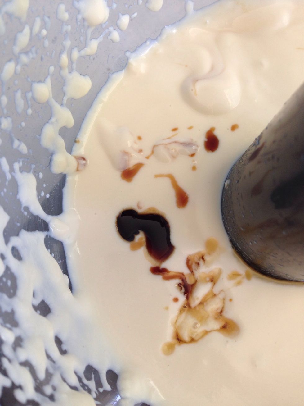 Add 1 tablespoon of maple syrup and 1 teaspoon of vanilla extract to the tofu and blend well.