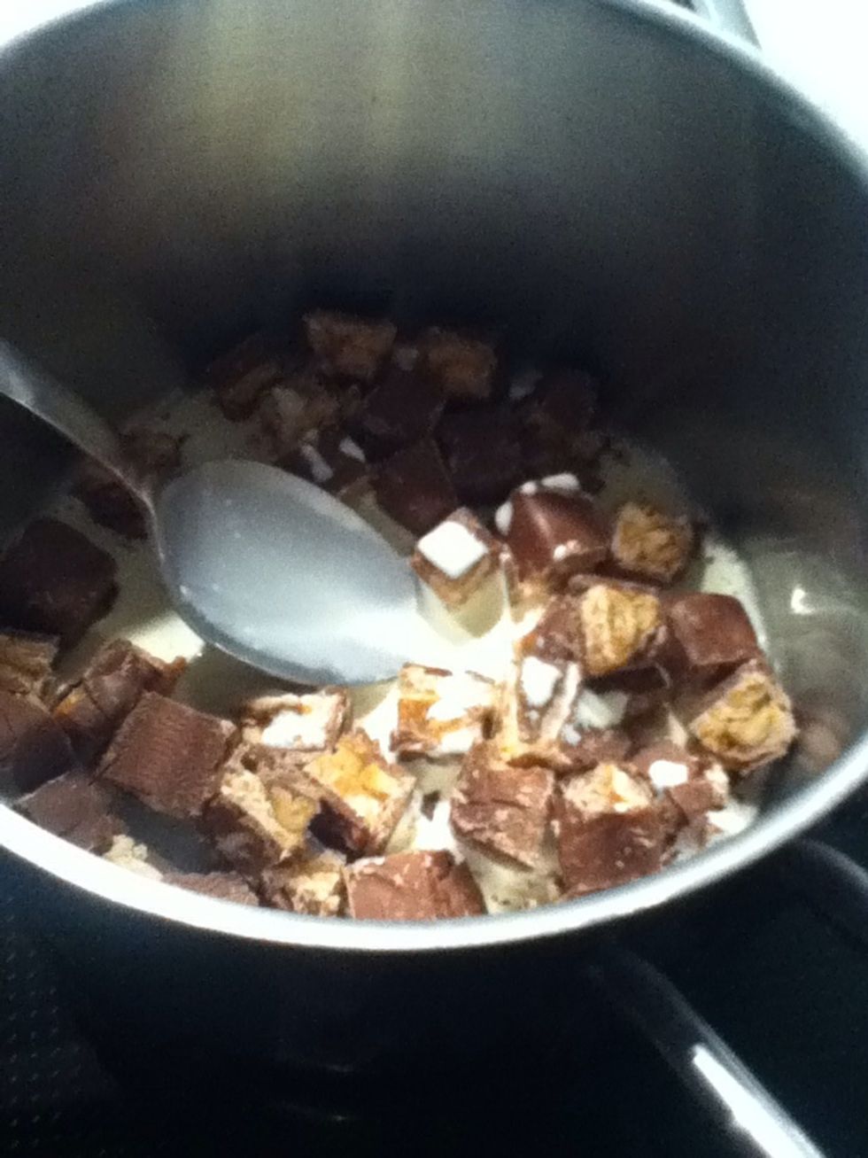 Add 1 tablespoon of milk and 3 tablespoons of cream.