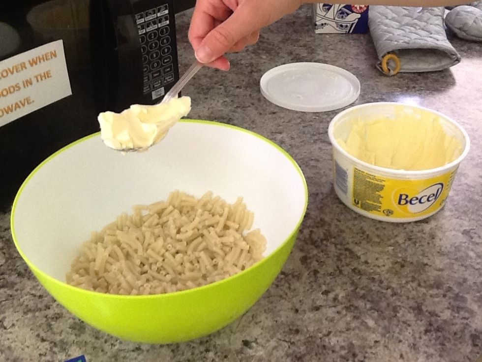 Add 1 TBSP margarine to noodles
