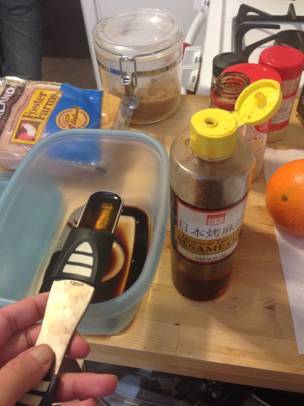 Add 1 tbsp sesame oil to the mixture.