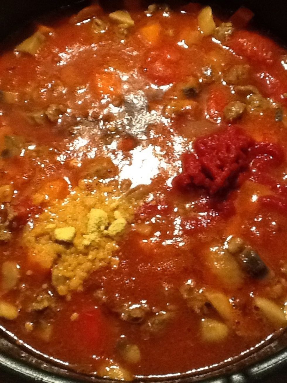 Add 1 teaspoon English mustard (or mustard powder), 1 tablespoon tomato pur\u00e9e, 1 teaspoon Worcestershire sauce and 1 teaspoon of sugar.