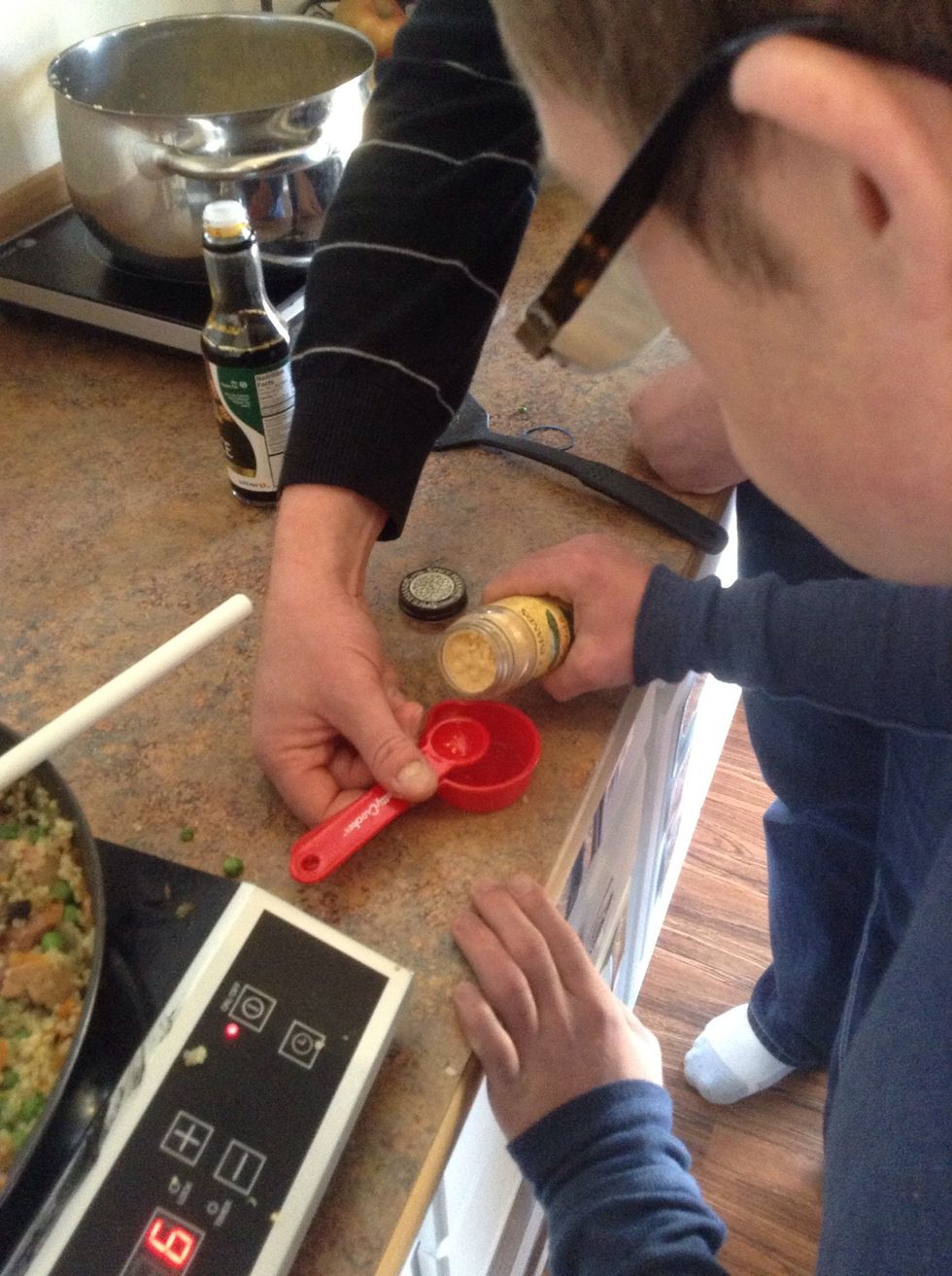 Add 1 teaspoon ginger to skillet