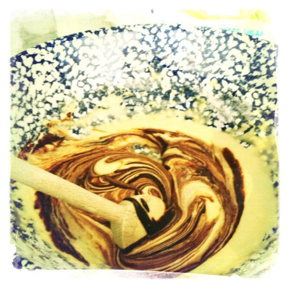Add 1 teaspoon of vanilla and 1 cup (or less if you prefer) of walnut bits to the chocolate mixture.
