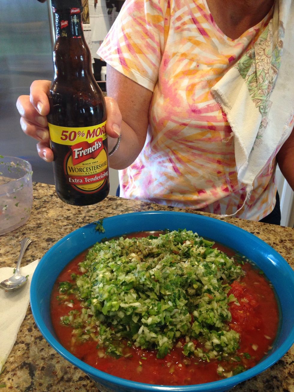 Add 1 teaspoon of Worcestershire Sauce to mixture.