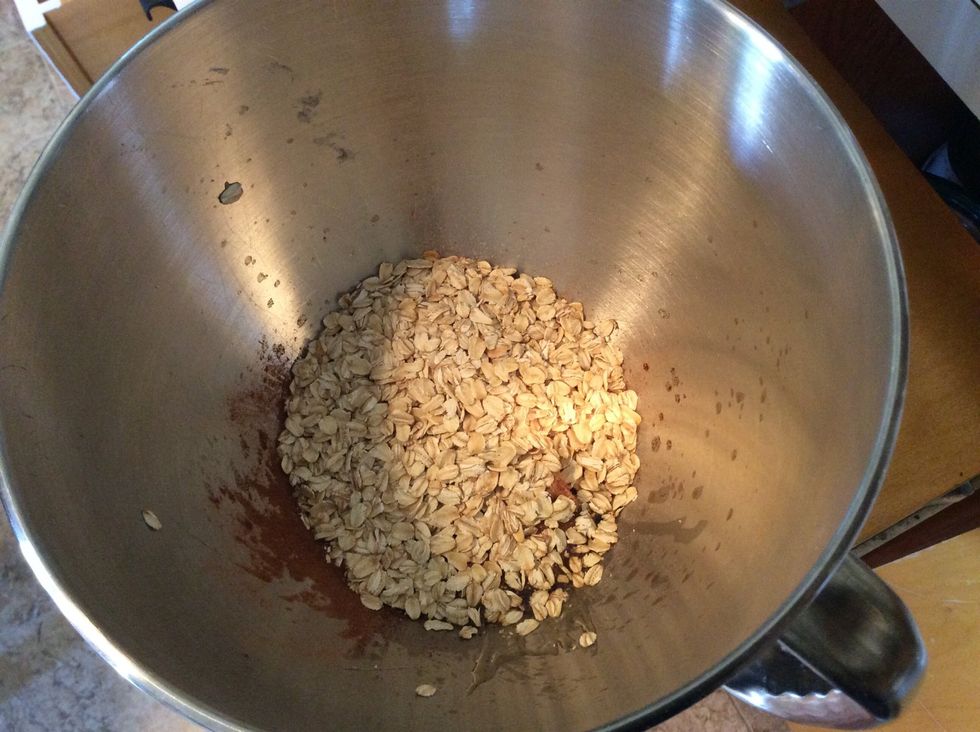 Add 1 tsp. of cinnamon, 1/3 cup coconut flakes, and 1/4 cup of nuts (macadamia, pecans, walnuts...any kind or mix that you prefer) and 1 cup of oats.