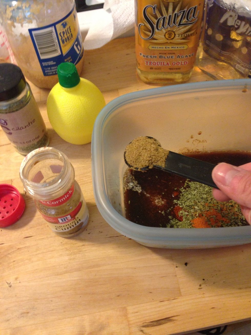 Add 1 tsp of cumin to the mixture.