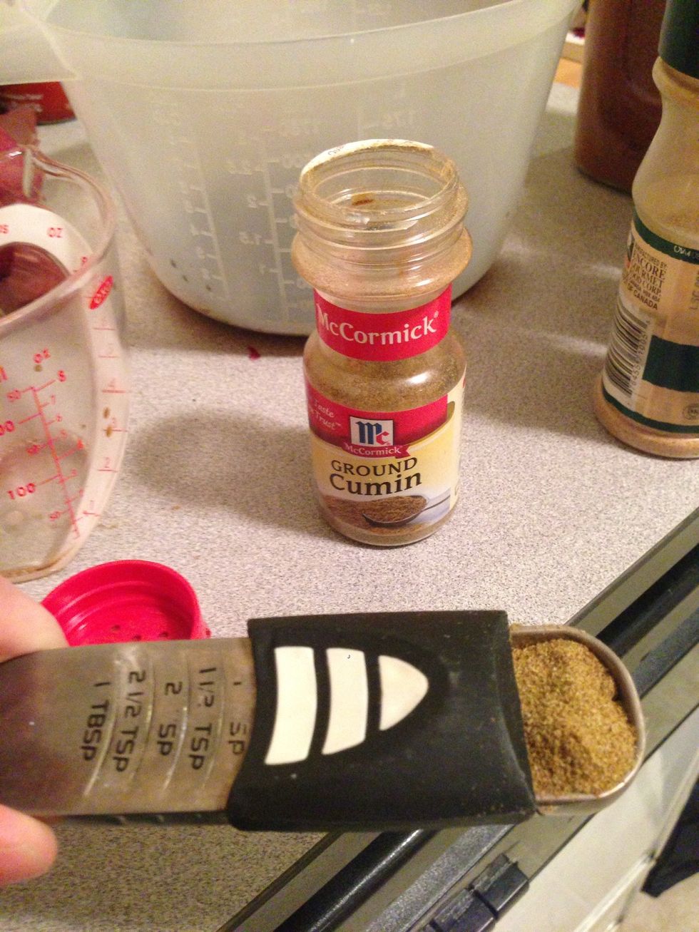 Add 1 tsp of cumin to the mixture.
